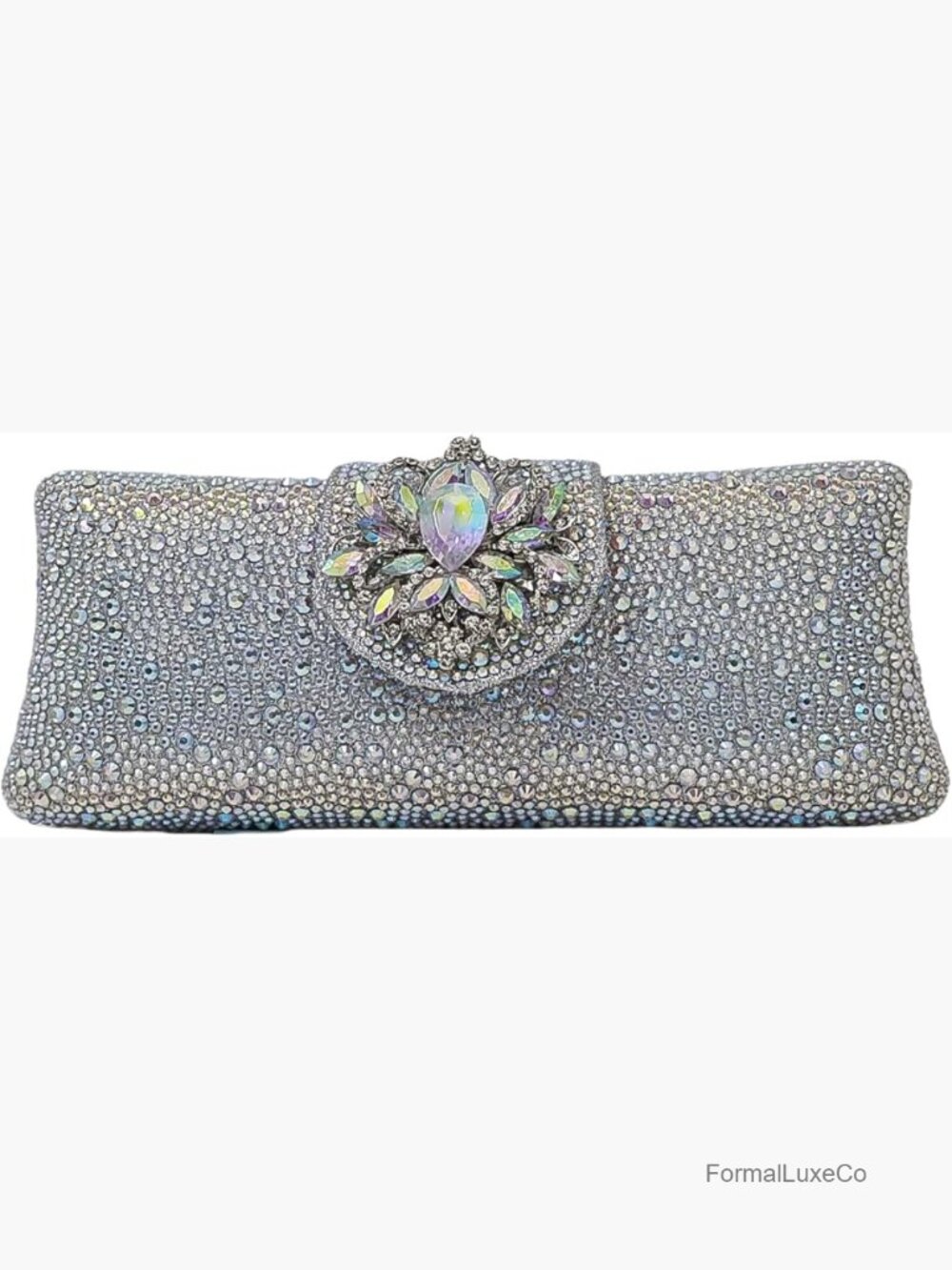 Rhinestone Box Evening Bag Formal Party Floral Clutch Purse Prom Handbag with